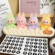 Sparxio 라부부 캐릭터 자동차 주차번호판 - 부착형 논슬립 디자인, 1세트, 카키색