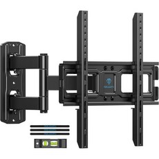 최대 70파운드까지 사용할 수 있는 26-55인치 TV용 PERLESMITH TV 월 마운트 회전 기울기 레벨 조정이 가능한 풀 모션 TV 마운트 브래킷 관절형 암이 있는 코너, black