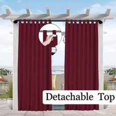 베란다 차광 커튼 야외 햇빛차단 테라스 그늘막 방수 가림막 1PC 햇빛 차단 및 - 파티오퍼걸라 전망대 장 간편한 걸이 탭 상단, 24)Burgundy