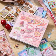 일본 레트로 감성 스티커북 650pcs 스크랩북 다꾸 폰꾸 스티커, 1개, PINK BOOK