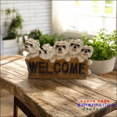 可愛馬爾斯犬造型 WELCOME 擺飾, 白色