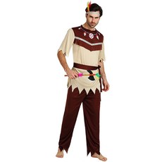 인디언 의상 남성 부족 추장 복장 원주민 원시인 공연 파티 할로윈 놀이공원 촬영 코스프레 수학여행 특이한 코믹 엽기 F-6102