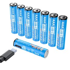 에네곤파워 AAA 충전지 C타입 충전식 건전지 장난감용 리모컨용 손전등용+ 케이블, 8개