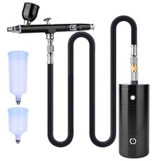 에어브러쉬 휴대용 충전식 공예 펌프 에어 전기 스프레이 작업용 분무기, 1개, 5_0.3mm 블랙 스트레이트 세트