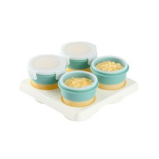 2angels 矽膠副食品分裝盒120ml - 寶寶副食品儲存、冷凍分裝、食品級矽膠, 夏葉綠, 1套, 120ml