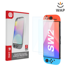 보호 커버 스위치2 지문방지 액정보호 시력보호 고강도 강화유리 필름, 2개, 투명, 닌텐도 스위치2 액정보호필름