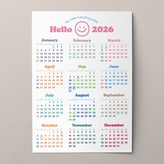2026년 포스터 한장달력 캘린더 연력 1년달력 연간계획, 스마일, 1개