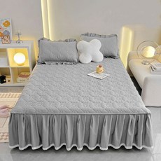 [시스슈] 베딩드레스 프렌치가든 로맨틱 항균 프릴레이스 누빔 침대드레스 고정밴드식