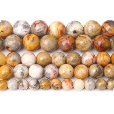 8mm 45피스 타이거 아이 스톤 비즈 주얼리 제작용 준보석 라운드 부드러운 원석 루즈 스페이서 비즈146970, Crazy Lace 마노