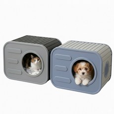 레드와이 펫하우스 강아지 고양이집 길냥이 캣하우스 방수 사계절 숨숨집 야외 실내 애견하우스, 1개, 펫하우스_그레이+블루