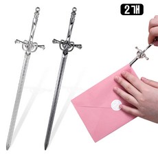 루이 내구성 창의보검 페이퍼 레터 오프너 미끄럼방지 손잡이 녹 방지 방수 봉투/서류/사무, 2개, 블랙+실버