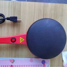 美好生活家居鋪 熱銷110v家用薄餅機，電加熱煎餅鍋，春卷皮烤盤，台灣適用, 110v美規【台灣用】紅色+送面盤