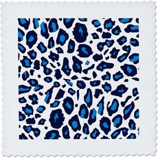 3dRose Blue Snow Leopard Print - White Cheetah Spots Stylish Animal Fur Pattern Trendy Fun 25x25 i, 25x25"