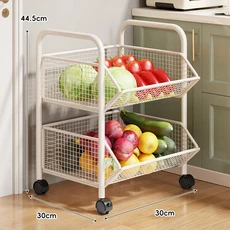 주방 다용도 다층형 바닥 거치형 야채 보관대 마늘 양파 바구니 과일 트레이 향신료 정리 카트, 14 흰색 2단 중간 사이즈 - 바퀴형