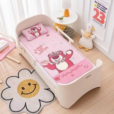 兒童乳膠涼席床墊 卡通造型 幼稚園冰涼墊 兒童降溫墊, 草莓熊,乳膠涼席60*120cm+蕎麥枕兩件組, 1個