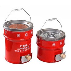 캠핑곤로 숯 드럼통 소형 휴대 농촌 캠핑장 바비큐, 서랍형레드 내경 14cm+화재커버+그릴, 1개