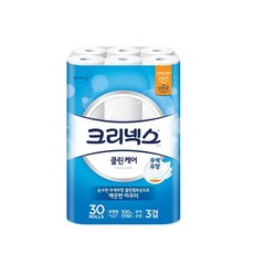 크리넥스 클린케어 3겹 천연펄프, 30롤, 1개
