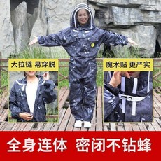 防蜂服 養蜂防護服 帶風扇防蜂衣 太空帽防蜂服 透氣連體防蜂服, 1個, 常規款 深藍色蜜蜂防護服,XL碼 160cm-176cm, 深藍色