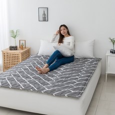 두툼한 토퍼형 한일의료기 탄소매트 전기매트 전기요 EMF인증 토퍼형 전기장판, 슈퍼싱글 ( 110x200 ), 헤링본