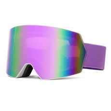 戶外運動單板滑雪護目鏡 - 可卡近視鏡 時尚滑雪柱面高透滑雪鏡, 砂白紫鍍真紫+彩盒, 1個