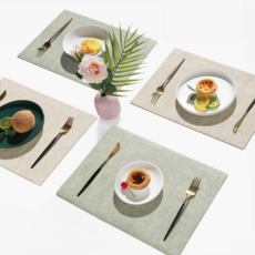엘빈리빙 파스텔 사각 양면 식탁매트 4p 세트, 1세트, D set, 43*30cm