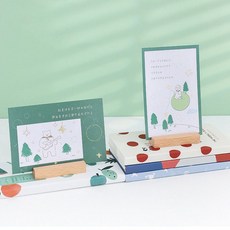 우드 원목 명함 엽서 메모 꽂이 홀더 거치대 RD-10444 jae+763wh