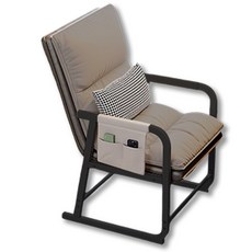 懶人折疊沙發椅 人體工學 環保材質 柔軟親膚, 白方管-灰拼灰+腰枕-儲物袋-無腳踏