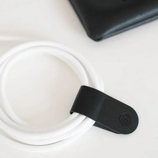 OneMore 品牌訂製皮革磁吸束線帶 - WUZ屋子 皮革束帶 磁吸帶 集線器, 質感黑, 1個