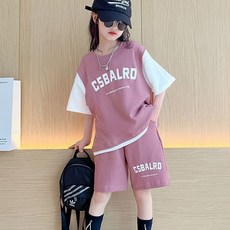 賣場優選童裝 女童套裝 女童夏裝套裝2025新款兒童夏季洋氣時髦小女孩衣服大童運動兩件套