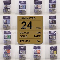 【費可斯】24mm 金底黑字 護貝標籤帶 (相容 TZ-851/TZe-851) - 適用於 PT-D600/PT-2700, 1個, 5卷以上【免運費】★請選擇賣家宅配★