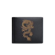 WilliamPOLO 男士短版錢包 龍紋設計真皮錢夾
