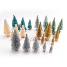 30 조각 미니어처 소나무 나무의 나무베이스가있는 사이알 나무 미니어처 장면 탁상 장식 나무, 그림처럼