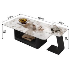 現代簡約客廳茶几組閤：灰色方形兩用小戶型輕奢邊桌, 黑色大小組合120+邊幾岩板潘多拉, 1個