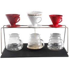 핸드드립 선반 드리퍼 드립스테이션 스탠드 커피 카페 거치대 블랙2구+매트