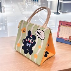 귀여워요 방수 보온보냉백, 블랙 토끼23*16*20CM, 1개
