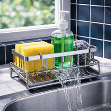 리치덕 싱크대 물빠짐 304 스텐 수세미거치대, 1개, 실버