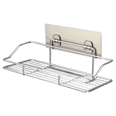 免釘不鏽鋼浴室收納架，沐浴乳架、置物架、調味罐架，多功能斜角收納架, 銀, 1個