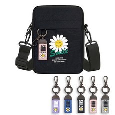 언즈 스마일 네임택 미니 휴대폰 힙색 슬링백 어린이 성인 공용 핸드폰 가방, 핑크, 1개