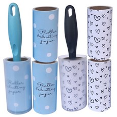 Pernic獨特斜紋膠帶滾筒黏毛器 直條型 藍色/黑色+替換裝 3入組, 1套