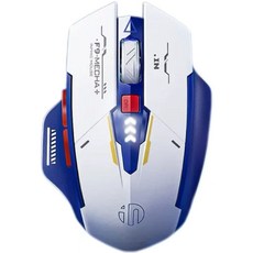 inphic 英菲克F9機甲無線滑鼠 藍白配色 Type-C充電 四檔DPI可調 低噪音按鍵, 標準版-按鍵無聲-2.4G無線單模, F9