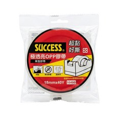 成功牌 極透亮OPP膠帶 18mmx40Y RoHS無毒檢驗, 1個