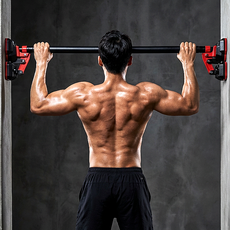 HFAC 문틀 철봉 안전장치 턱걸이 운동기구 가정용 홈트레이닝 풀업기구, 레드블랙