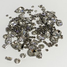 리빙릿 큐빅 다이아몬드 보석 장식 실버 크리스탈 파츠 폰꾸 달항아리 공예 재료, 1세트, 9종 240PCS