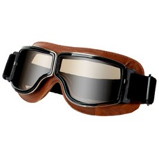 UPON配件 哈雷風鏡 皮革邊框 黑框CC3/棕框CC4 運動防風護目鏡, 1個, 棕框-茶色