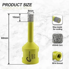 SANLEETEK 드라이 코어 드릴 비트 6-110mm 타일 홀쏘 M14 나사산 크로우스 세라믹 도자기 대리석 앵글 그라, 01 M14 Thread, 01 1pc 8mm