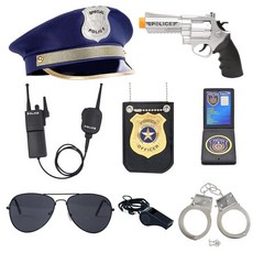 QPCOS Police Officer Role Play Kit Hat Handcuffs Sunglasses Policeman Costume Accessories for Cop