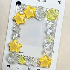 桃園出貨-卡磚成品 貝殻uv滴膠樹脂星星透明ins可愛冰塊百搭立體愛心小卡收納 小卡卡磚 ins小卡 壓剋力相框, 1個, 星星花園黃色, 黃色