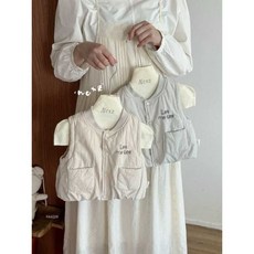 Nexz 女童馬甲外套 秋冬新款字母圖案夾棉背心