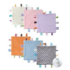 해외 CREVENT Tag Security 아기용 담요 남아용 부드럽고 작은 러비 아기 이불 감각 생일 베이비 샤워를 위한 훌륭한 선물 25.4 x 25.4cm10 10인치 8, .0022.Pink +Purple + Grey + Iv