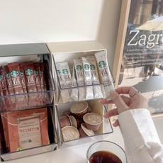 KOUJI 叩吉好物 茶包收納盒，多格分類防潮保鮮，桌面收納整理盒, 奶油白, 1個